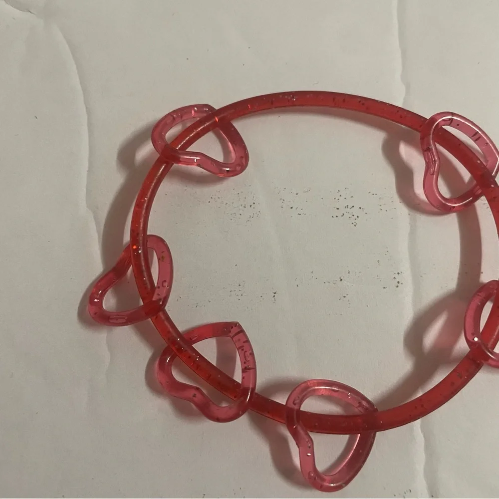 Dark Pink Hearts Kids Plastic Bracelet One Size